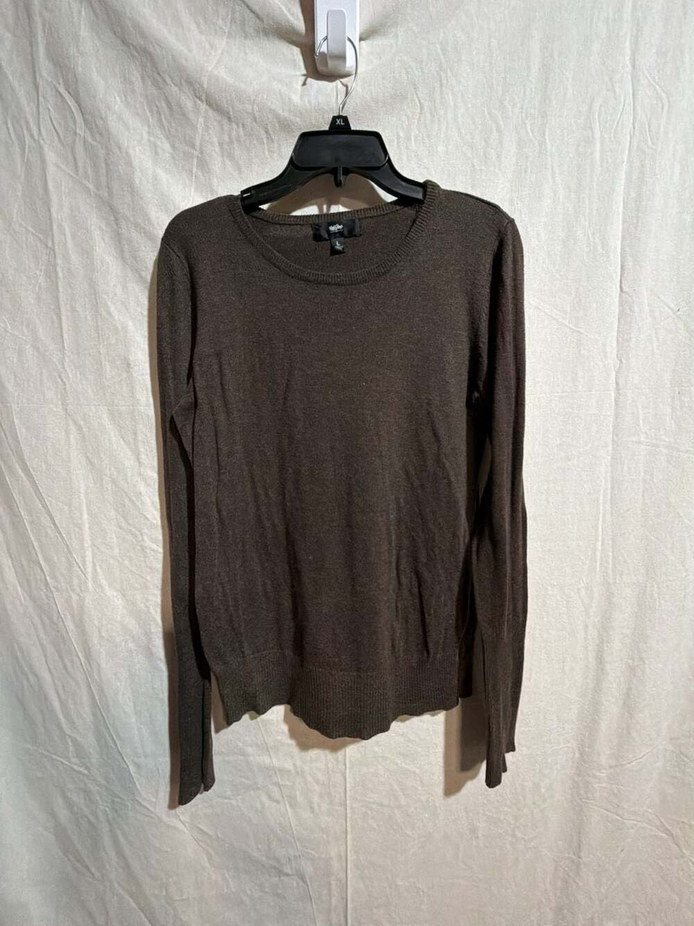 Mossimo Women Brown Long Sleeve Crewneck Knit Sweater Size L